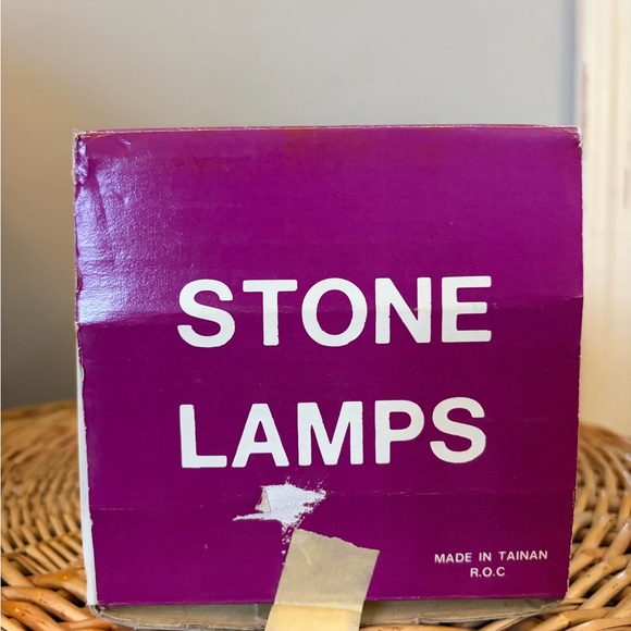 80s Vintage Hand-Painted Blue Ceramic Mini Lamp with Pleated Shade - Picture 6 of 7